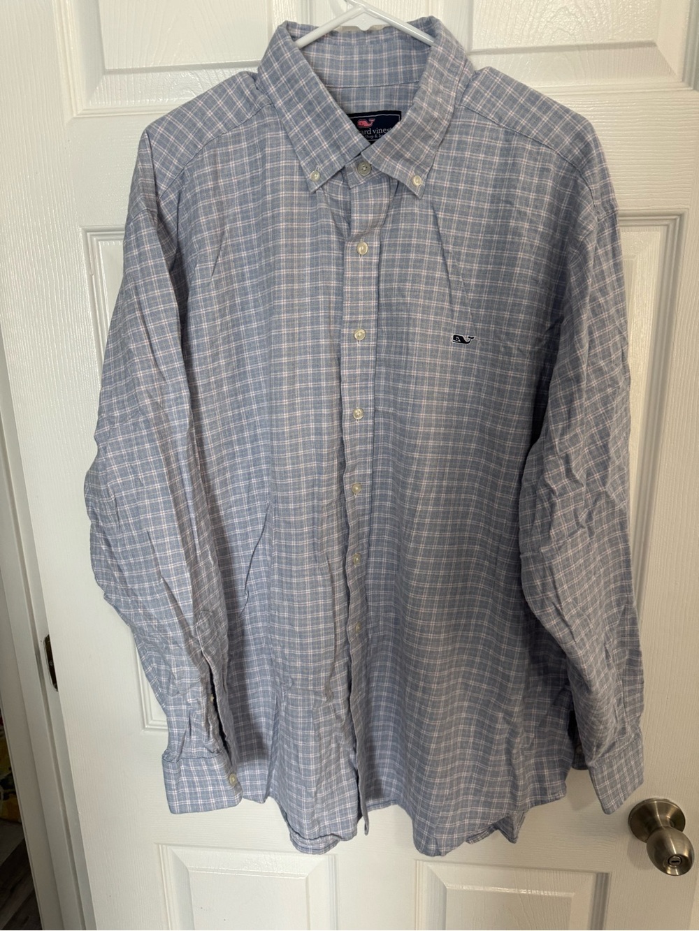 Vineyard Vines Men's Blue & White Plaid Button-Down Shirt